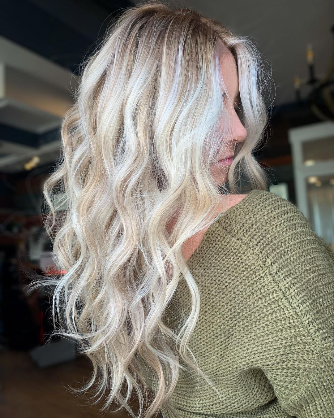 Long Bright White Blonde Waves